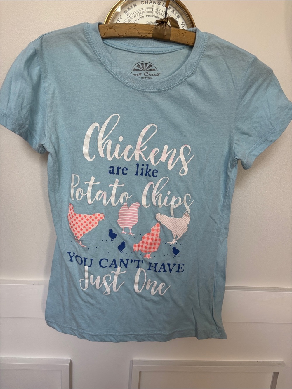 Light Blue 'Chickens Are Like Potato Chips' Girls Tee